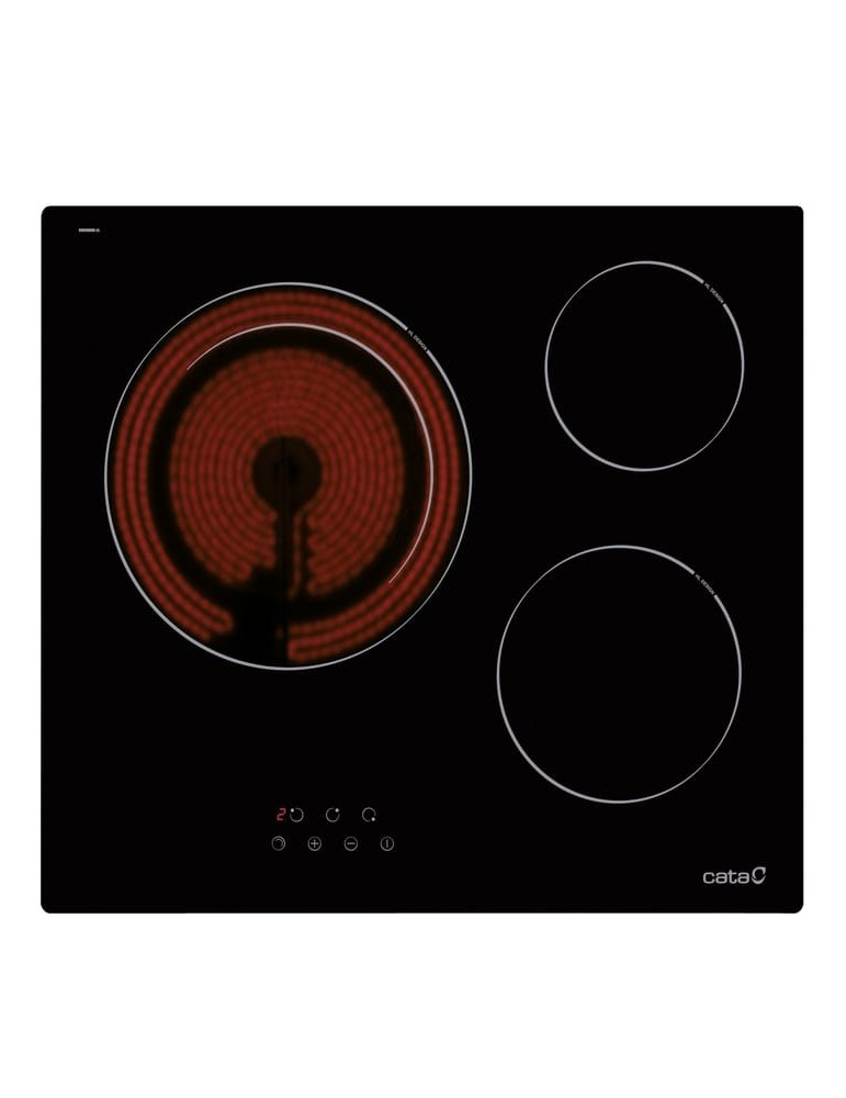 CATA CONJUNTO DE HORNO Y VITROCERAMICA SE 6304 3 ZONAS COCCIÓN CRISTAL NEGRO