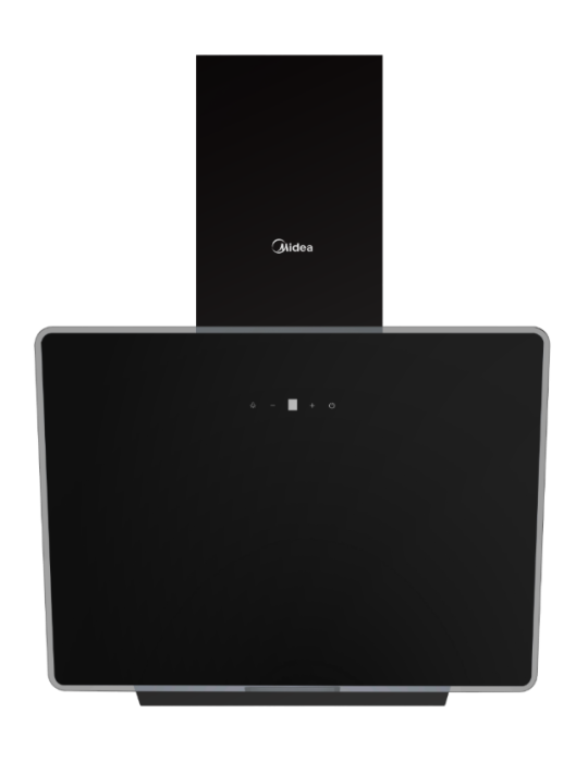 MIDEA CAMPANA MURAL INCLINADA CRISTAL NEGRA LED 60 CMS 630 M3/H D